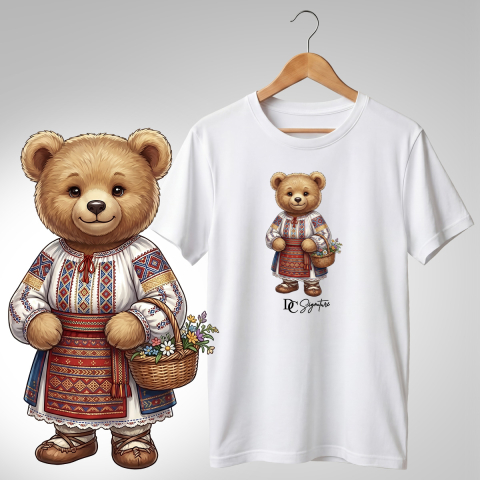 Port Tradițional - Tricou personalizat "Ursuleț port tradițional românesc"