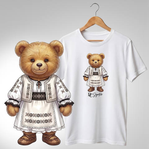 Tricouri adulți - Tricou personalizat "Ursuleț port tradițional românesc"