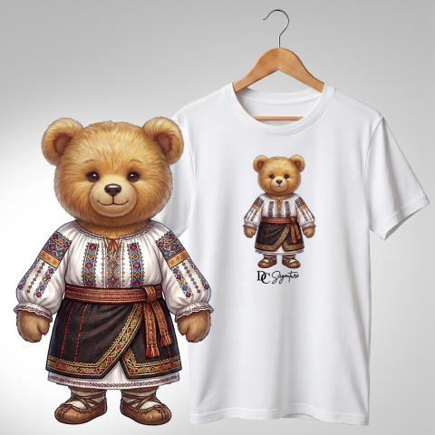 Tricouri adulți - Tricou personalizat "Ursuleț port tradițional românesc"