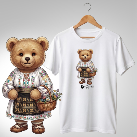 Port Tradițional - Tricou personalizat "Ursuleț port tradițional românesc"
