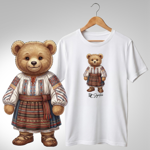 Port Tradițional - Tricou personalizat "Ursuleț port tradițional românesc"