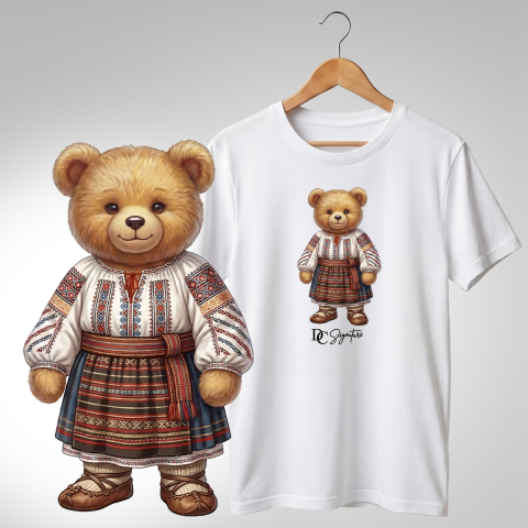 Tricouri adulți - Tricou personalizat "Ursuleț port tradițional românesc"