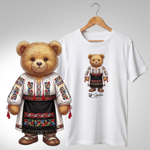 Tricouri adulți - Tricou personalizat "Ursuleț port tradițional românesc"