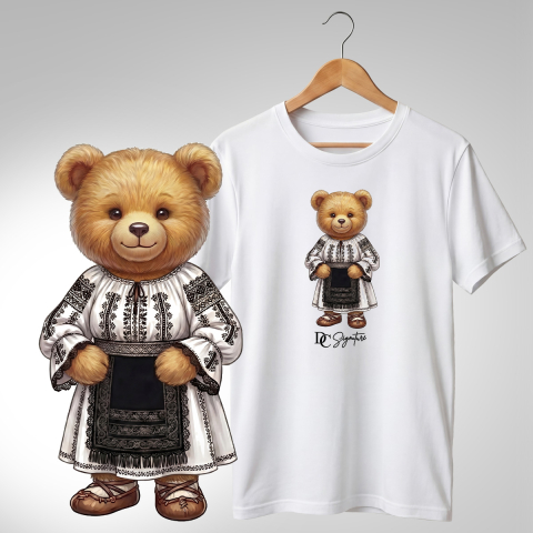 Tricouri adulți - Tricou personalizat "Ursuleț port tradițional românesc"