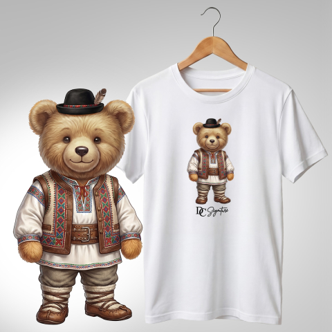 Port Tradițional - Tricou personalizat "Ursuleț port tradițional românesc"