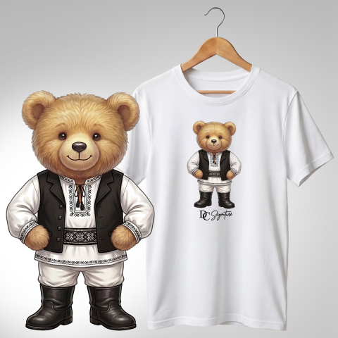 Port Tradițional - Tricou personalizat "Ursuleț port tradițional românesc"