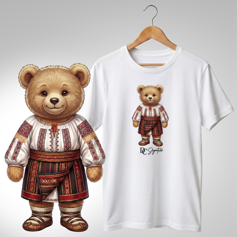 Port Tradițional - Tricou personalizat "Ursuleț port tradițional românesc"