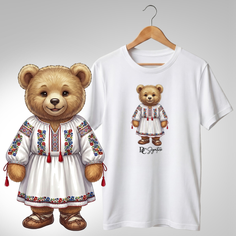 Port Tradițional - Tricou personalizat "Ursuleț port tradițional românesc"