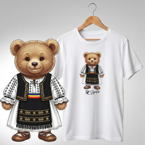 Port Tradițional - Tricou personalizat "Ursuleț port tradițional românesc"
