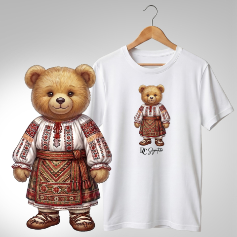 Tricouri adulți - Tricou personalizat "Ursuleț port tradițional românesc"