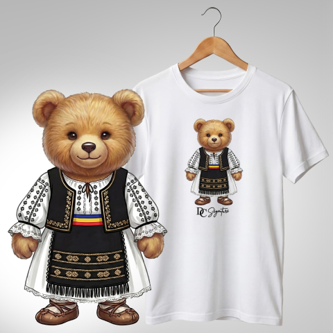 Tricouri adulți - Tricou personalizat "Ursuleț port tradițional românesc"