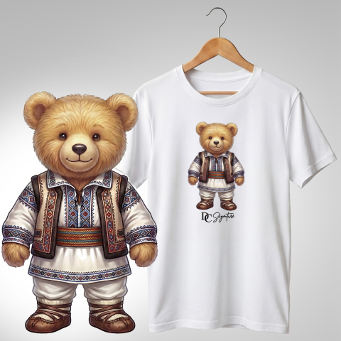 Port Tradițional - Tricou personalizat "Ursuleț port tradițional românesc"