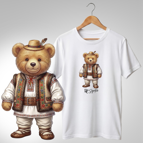 Port Tradițional - Tricou personalizat "Ursuleț port tradițional românesc"