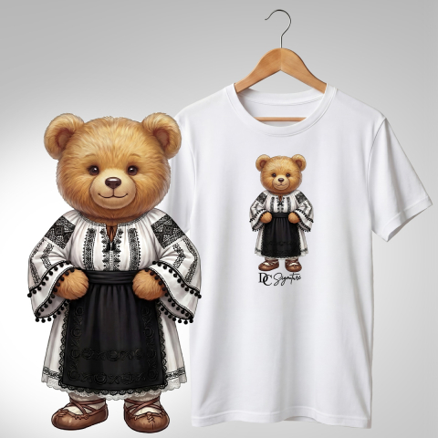 Tricouri adulți - Tricou personalizat "Ursuleț port tradițional românesc"