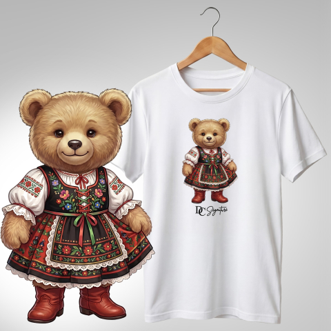 Port Tradițional - Tricou personalizat "Ursuleț port tradițional unguresc"