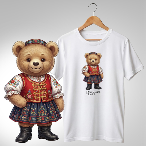 Port Tradițional - Tricou personalizat "Ursuleț port tradițional unguresc"