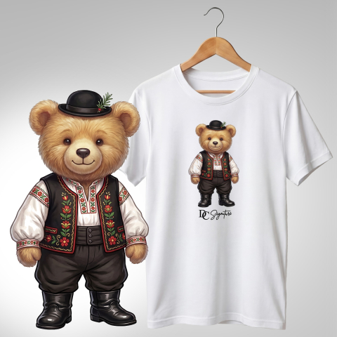 Port Tradițional - Tricou personalizat "Ursuleț port tradițional unguresc"