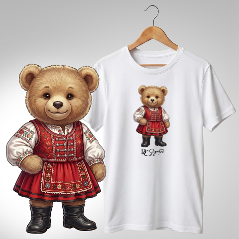 Port Tradițional - Tricou personalizat "Ursuleț port tradițional unguresc"