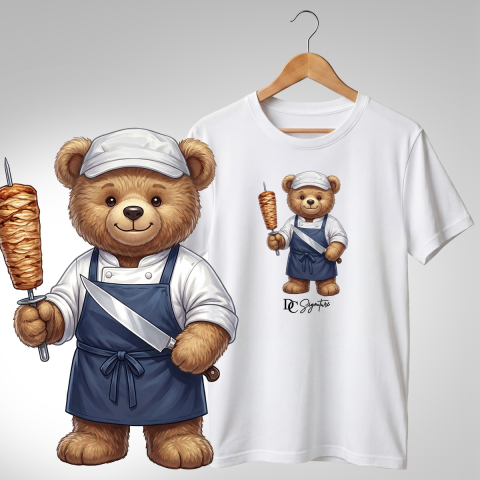 Bar-Restaurant-Fast Food - Tricou personalizat "Ursuleț preparator kebab-șaorma"