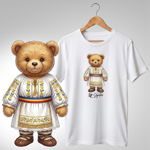 Port Tradițional - Tricou personalizat "Ursuleți port tradițional românesc"