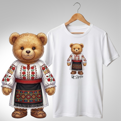 Port Tradițional - Tricou personalizat "Ursuleți port tradițional românesc"