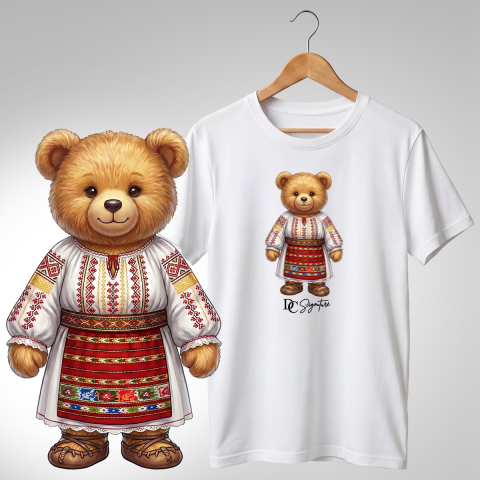 Port Tradițional - Tricou personalizat "Ursuleți port tradițional românesc"