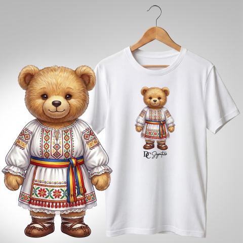 Port Tradițional - Tricou personalizat "Ursuleți port tradițional românesc"