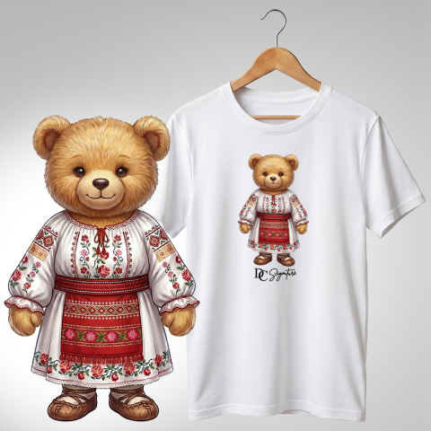 Port Tradițional - Tricou personalizat "Ursuleți port tradițional românesc"