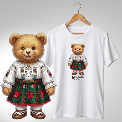 Port Tradițional - Tricou personalizat "Ursuleți port tradițional românesc"