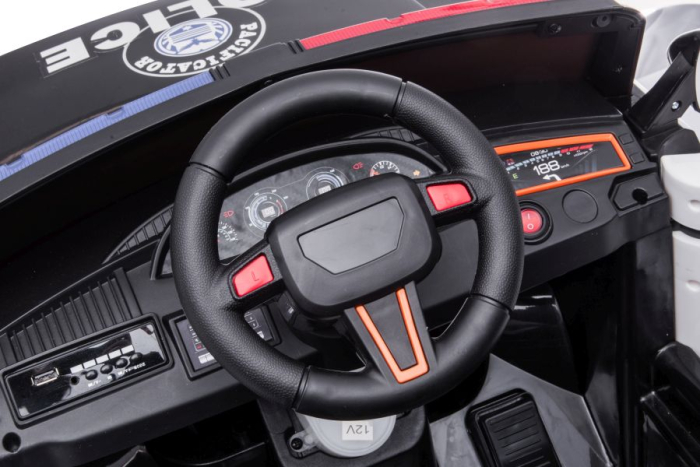 Mașină Electrică pentru Copii Poliție 12V Alb [9]