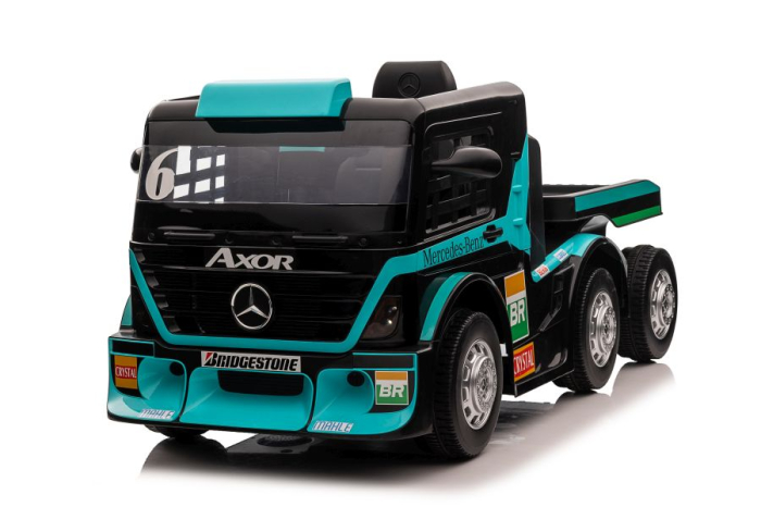 Camion Electric pentru Copii Mercedes-Benz Axor 12V cu Remorcă Albastru [2]
