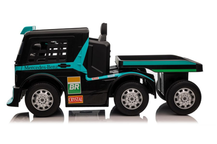 Camion Electric pentru Copii Mercedes-Benz Axor 12V cu Remorcă Albastru [4]