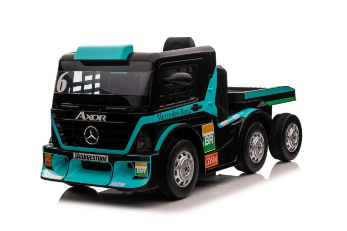 Camion Electric pentru Copii Mercedes-Benz Axor 12V cu Remorcă Albastru [3]