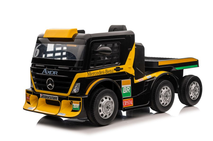 Camion Electric Mercedes-Benz Axor cu Remorcă 12V Galben [3]