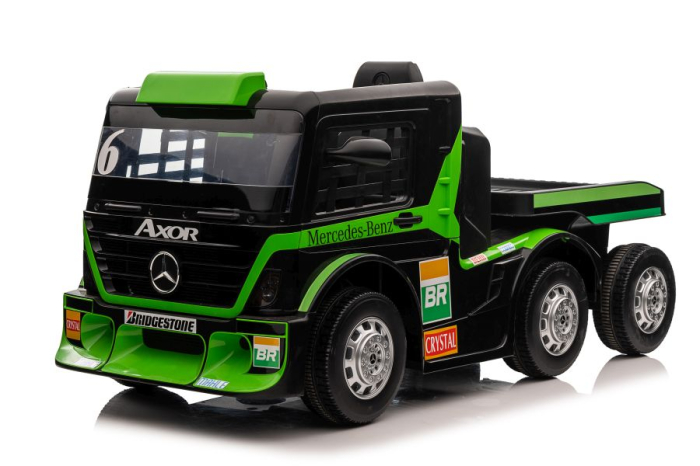 Camion Electric pentru Copii Mercedes-Benz Axor 12V cu Remorcă Verde [6]