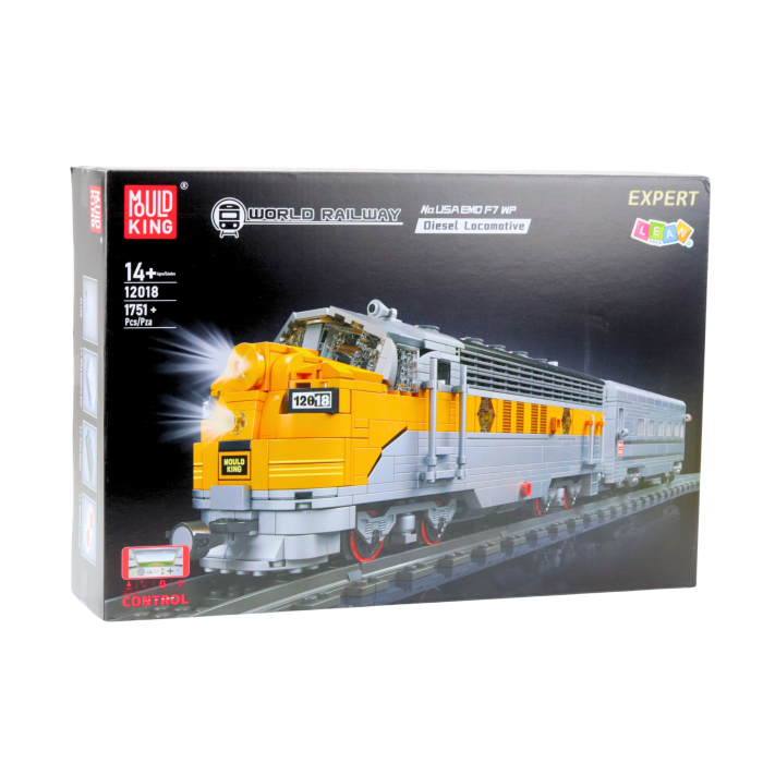 Tren RC din Blocuri de Construcție 1751 Piese cu Șine Gri-Galben [4]