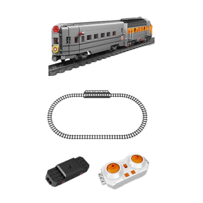 Tren RC din Blocuri de Construcție 1751 Piese cu Șine Gri-Galben [3]