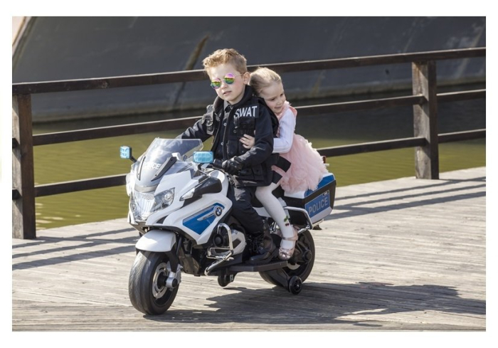 Motocicletă electrică pentru copii BMW Police – 12V | Alb [7]