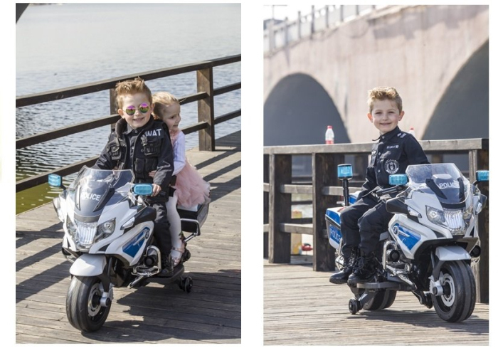 Motocicletă electrică pentru copii BMW Police – 12V | Alb [8]
