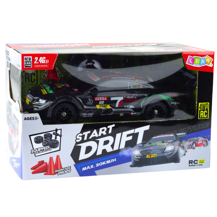 Mașină RC Drift 1:16 30 km/h 7,4V, Telecomandă 2.4 GHz, LED – Negru Carbon [5]