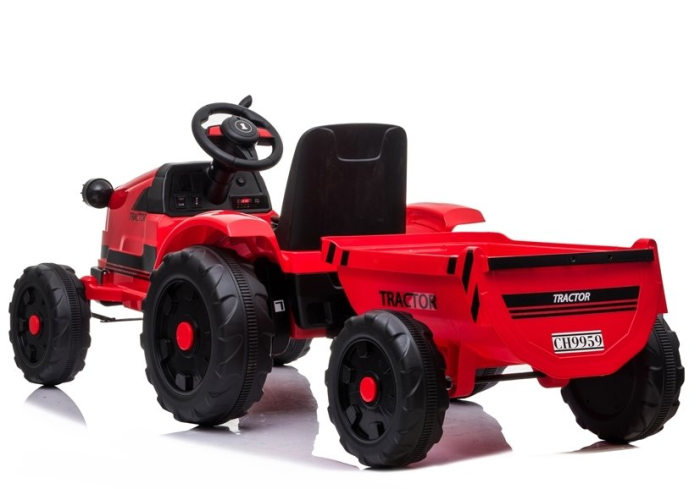 Tractor Electric pentru Copii 12V cu Remorcă Roșu [4]