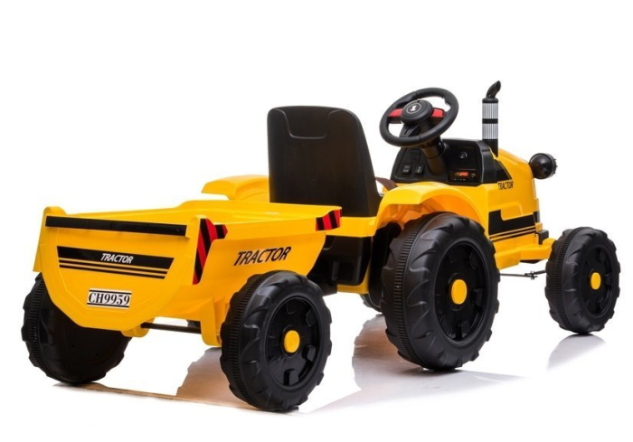 Tractor Electric pentru Copii 12V cu Remorcă Galben [6]