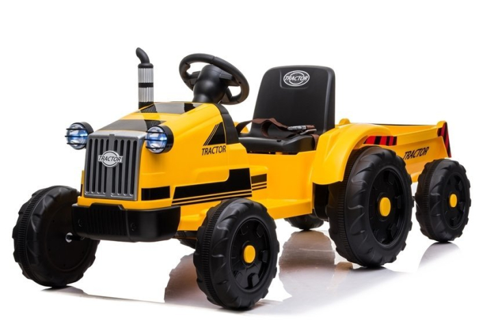 Tractor Electric pentru Copii 12V cu Remorcă Galben [3]