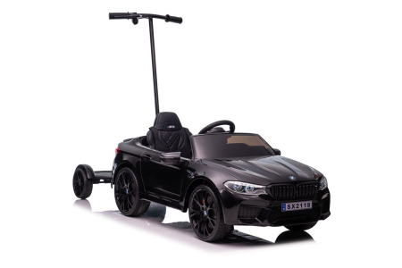 BMW - Mașină Electrică pentru Copii BMW M5 12V Negru Lăcuit cu Platformă pentru Părinte
