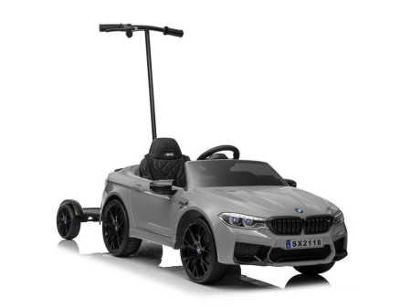 BMW - Mașină Electrică pentru Copii BMW M5 Argintiu Lăcuit 12V cu Platformă pentru Părinte