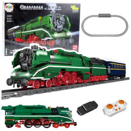 RC - Locomotivă cu Aburi RC din Blocuri de Construcție 2348 Piese cu Șine