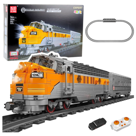 RC - Tren RC din Blocuri de Construcție 1751 Piese cu Șine Gri-Galben