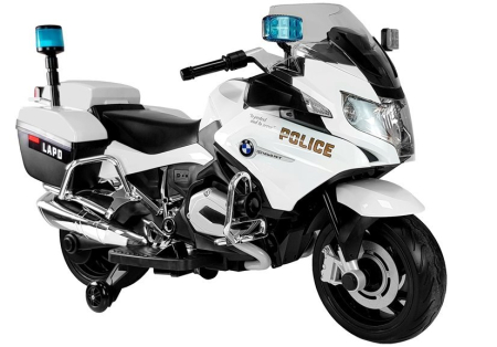 MOTO - Motocicletă electrică pentru copii BMW Police – 12V | Alb