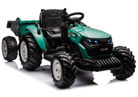 TRACTOR - Tractor Electric pentru Copii 24V 2x95W cu Remorcă Verde Închis