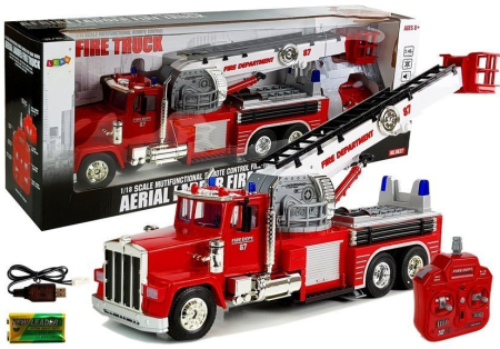 RC - Autospecială Pompieri RC 60 cm cu Scară Extensibilă, Lumini și Sunete